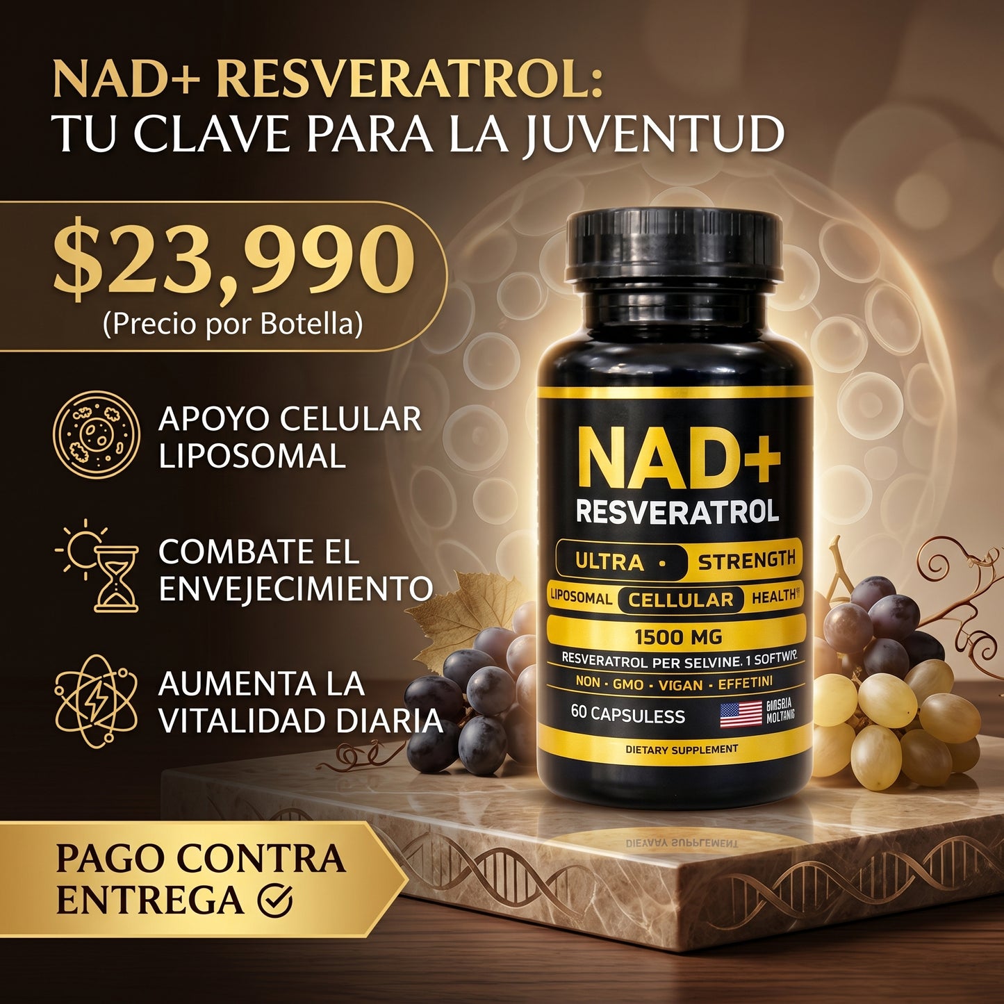 Original NAD + Resveratrol Satoomi™ 60 Caps | OFERTA 2X1 TIEMPO LIMITADA